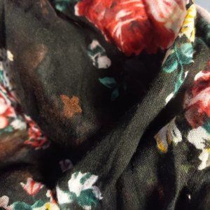 Black Floral Printed Lightweight Sheer Scarf